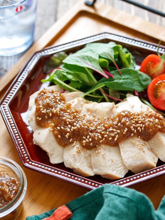 蒸し鶏ごまだれ4