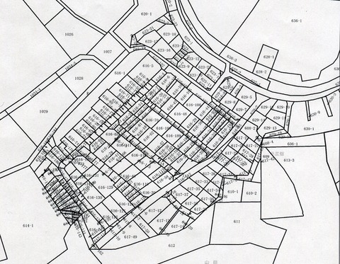 山田の放棄住宅地の地番図