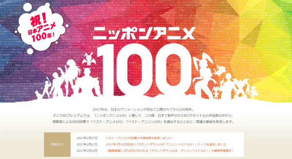 アニメ100発表ページ│ニッポンアニメ100｜NHK