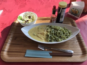 あだち菜パスタカルボナーラ