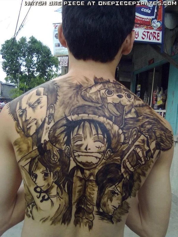 grey-ink-anime-characters-tattoo-on-back
