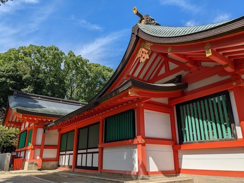 拝殿本殿の側面