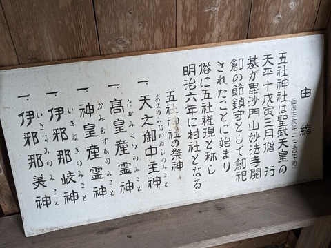 五社神社由緒
