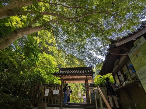 山門脇で入山料を