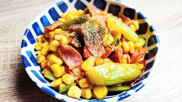 コーンとアスパラベーコン炒め 相生産業国賓味彩タレ ソースのお手軽レシピ