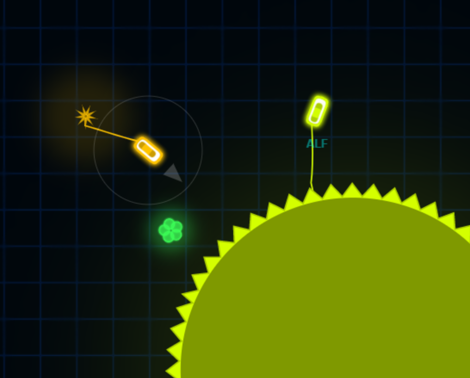 棘ボールを引きずって他プレイヤーに当てるマルチプレイゲーム Brutal Io やったぜゲームズ