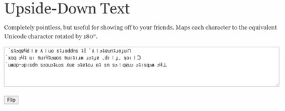 アルファベットを上下反転してくれるウェブサイト Upside Down Text やったぜゲームズ