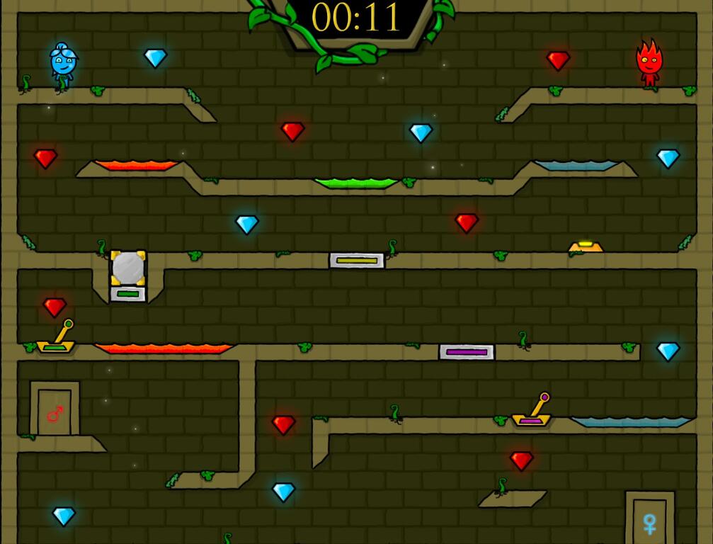 5つの元素が集う場所で炎の子と水の子が謎を解くゲーム Fireboy And Watergirl5 Elements やったぜゲームズ