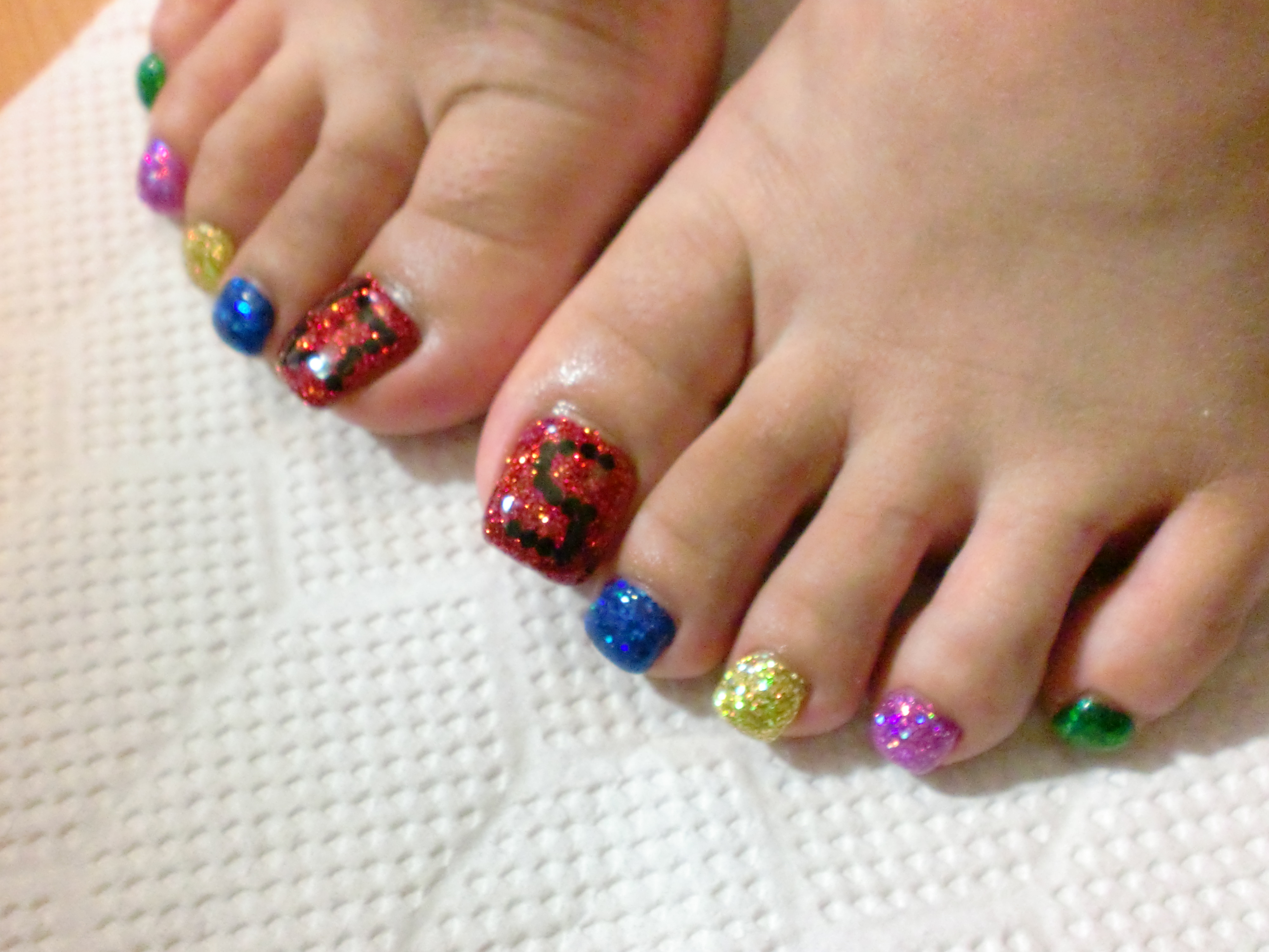 Foot お客様ネイル156 5色違いのキラキララメ ネイルサロン As In高幡不動