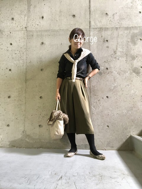 ユニクロのガウチョパンツ アニマルカラーの秋色コーデ Le Style George