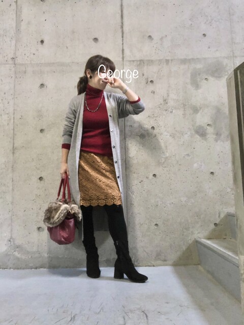 0314 しまむらのロングカーデ 茶系とボルドーの大人色コーデで江差へドライブ Le Style George