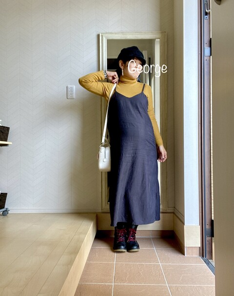 1016 ユニクロのタートルネックニットをマタニティ用キャミワンピに合わせてみた Le Style George