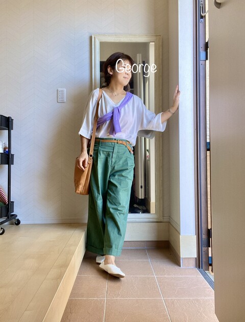 ユニクロのラベンダー色カーディガン カーキと合わせたリンクコーデ Le Style George ユニクロのラベンダー色カーディガン カーキと合わせたリンクコーデ Le Style George