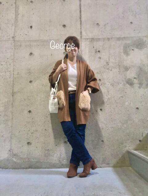 0506 しまむらのロングカーディガン ユニクロジーンズと合わせた 雨の日寒い日コーデ Le Style George