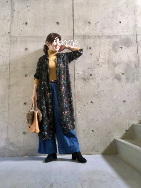0221 ロングワンピースの重ね着 のんびり内勤コーデ Le Style George 0221 ロングワンピースの重ね着 のんびり内勤コーデ Le Style George