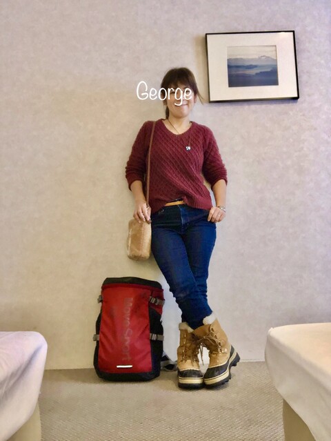 0103 富良野旅行二日目 ソレルのスノーブーツにジーンズを合わせた雪旅コーデ Le Style George