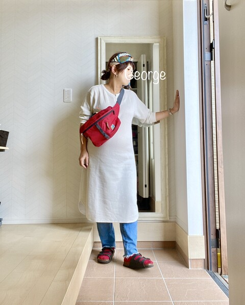 1005 ユニクロのワッフルワンピース活用 臨月妊婦コーデ Le Style George