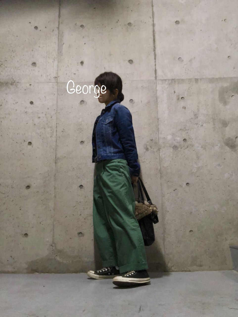 Gジャンとワイドパンツ 母のungaroストール Le Style George