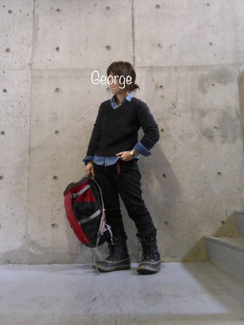 ユニクロのデニムシャツ 上下黒コーデ Le Style George