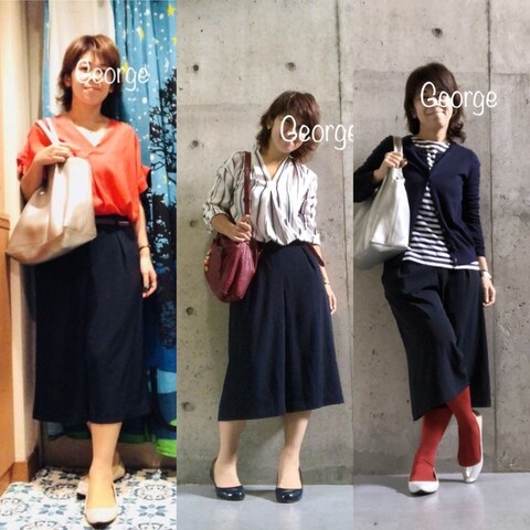 入院6日目 過去のコーデを振り返ってみる ユニクロのガウチョパンツ ネイビー Le Style George