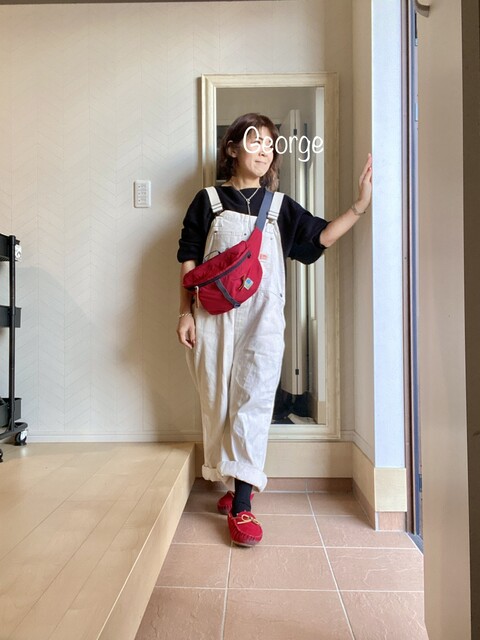 おそろいの白オーバーオールと赤モカシン 娘ちゃんとリンクコーデ Le Style George おそろいの白オーバーオールと赤モカシン 娘ちゃんとリンクコーデ Le Style George
