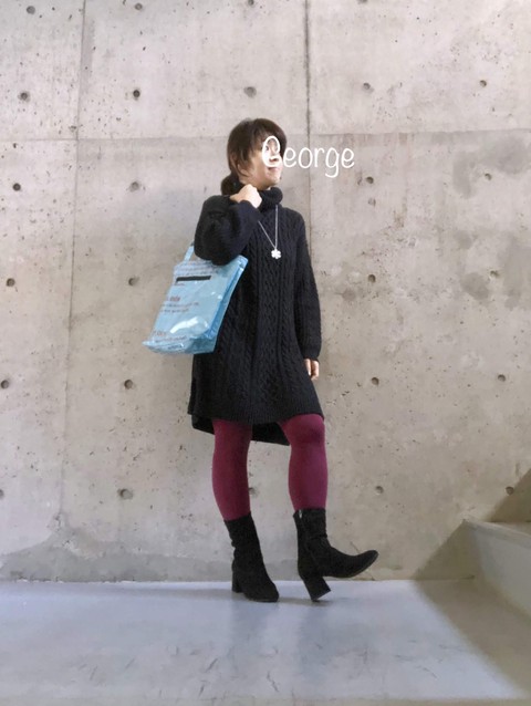 アベイルのニットワンピース Guのショートブーツ 冬を楽しむコーデ Le Style George