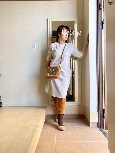 ユニクロのワッフルワンピ ナチュラルカラーの親子リンクコーデ Le Style George