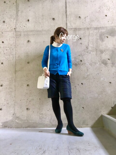 0324 ユニクロの鮮やかブルーカーディガン 春よ来いコーデ Le Style George