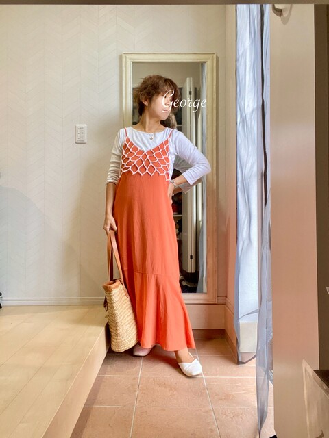 CELINE オレンジ 系ワンピース 40