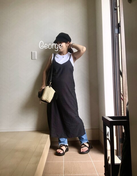 0911 キャミワンピをジーンズに重ね着 カジュアルマタニティコーデ Le Style George