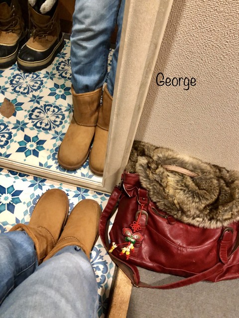 ユニクログリーンニットとボーイフレンドジーンズ 防水ムートンで雪対策 Le Style George ユニクログリーンニットとボーイフレンドジーンズ 防水ムートンで雪対策 Le Style George