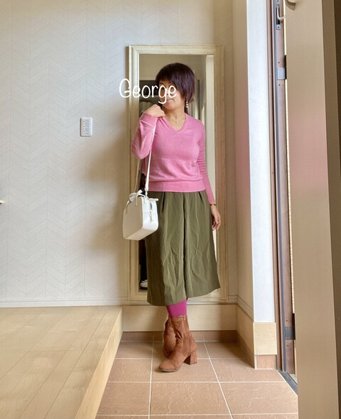 1218 上下ユニクロで作るカーキ ピンクコーデ Le Style George 1218 上下ユニクロで作るカーキ ピンクコーデ Le Style George