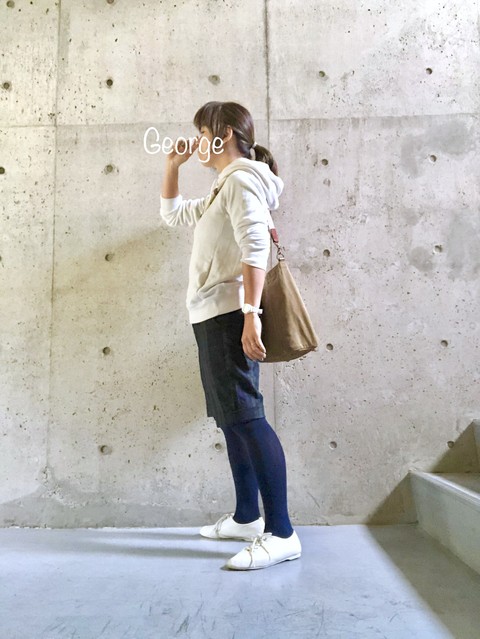 Guのフーディ 無印良品のレースアップシューズ 爽やか春コーデ Le Style George