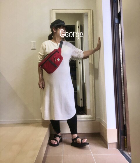 0922 ユニクロのワッフルワンピース レギンスやサンダルに合わせてカジュアル妊婦コーデ Le Style George