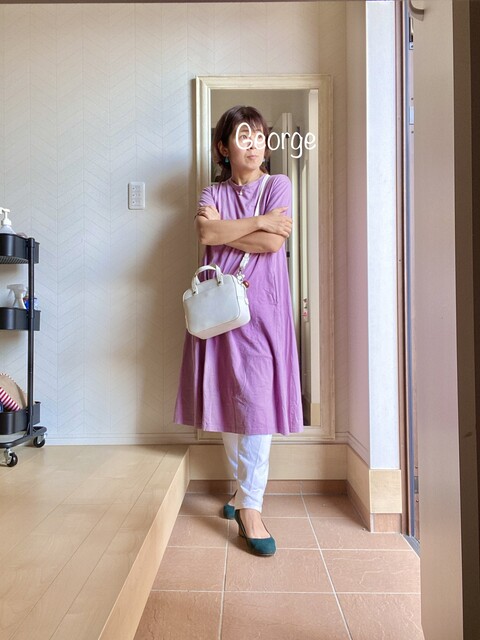 Guのtシャツワンピース ラベンダー色で親子リンクコーデ Le Style George