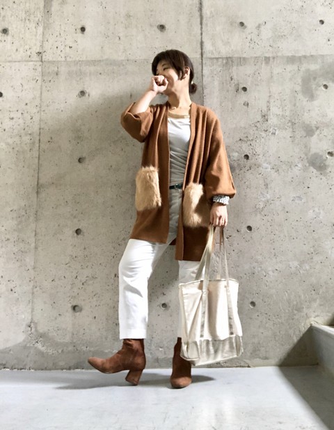 しまむらのロングカーディガンで茶系の落ち着きコーデ Le Style George