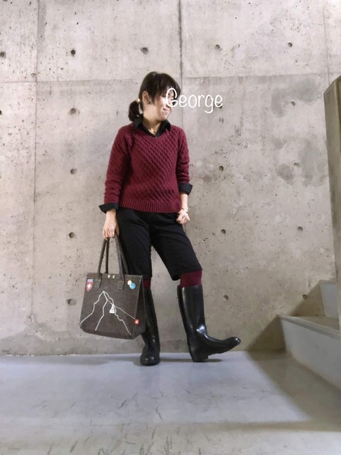 モノトーンコーデとnice Clapのボルドーニット Le Style George モノトーンコーデとnice Clapのボルドーニット Le Style George