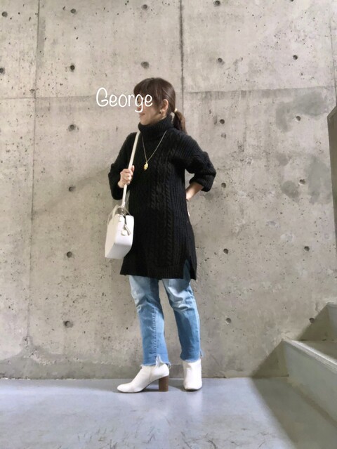 0309 しまむらのニットワンピ Guの白ブーツに合わせた足長コーデ Le Style George 0309 しまむらのニットワンピ Guの白ブーツに合わせた足長コーデ Le Style George
