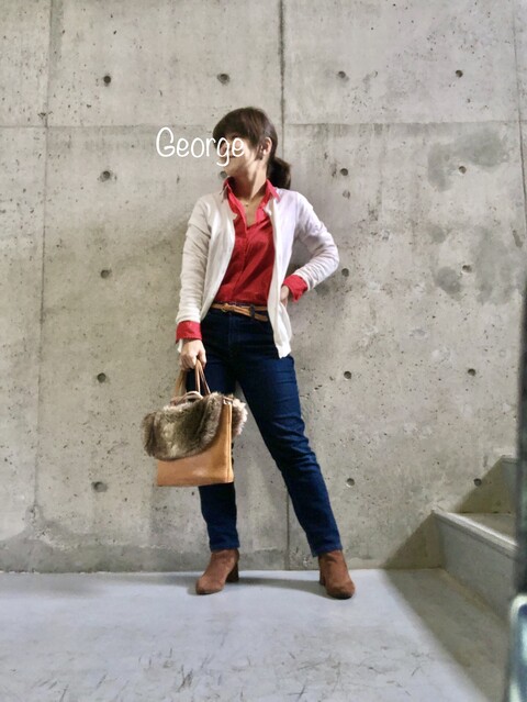 ユニクロ イネスのコラボシャツ 鮮やかな赤コーデ Le Style George ユニクロ イネスのコラボシャツ 鮮やかな赤コーデ Le Style George