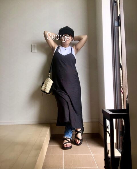 0911 キャミワンピをジーンズに重ね着 カジュアルマタニティコーデ Le Style George 0911 キャミワンピをジーンズに重ね着 カジュアルマタニティコーデ Le Style George