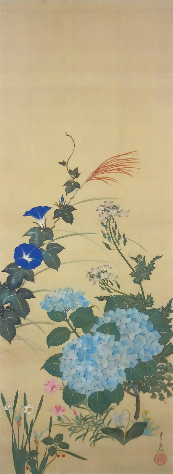 ぷうあさま専用（原画）月と紫陽花 ほか　9点おまとめ 六月の花#2｜鈴木其一： 紫陽花四季草花図 : クラシック音楽とアート