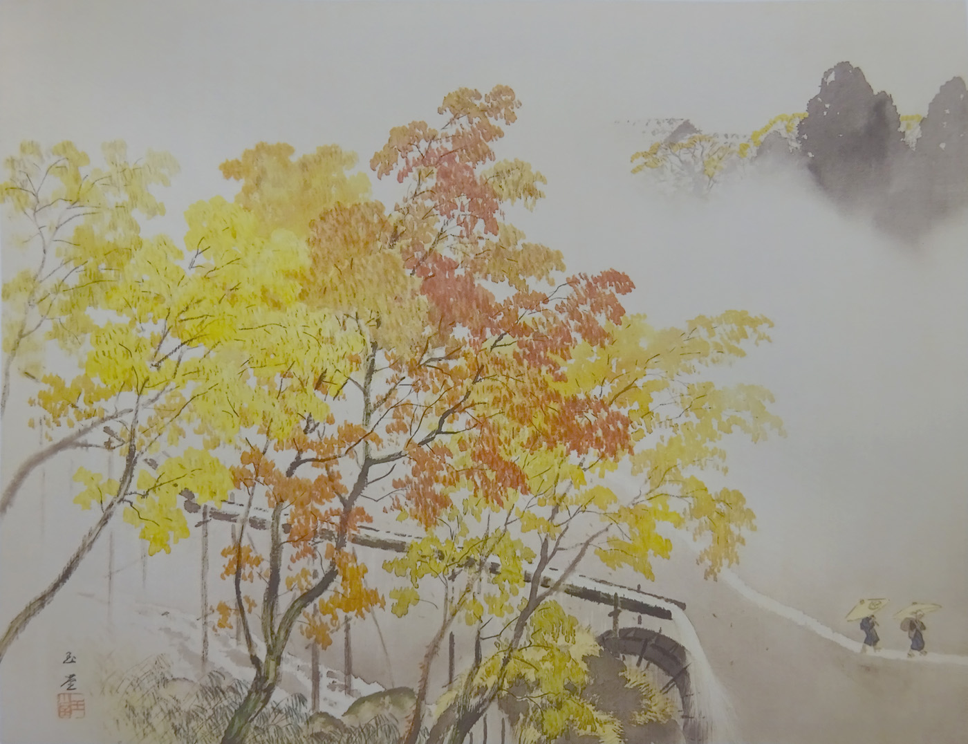 川合玉堂 『渓村彩雨』 特殊美術印刷多色刷 掛軸 : 内田画廊