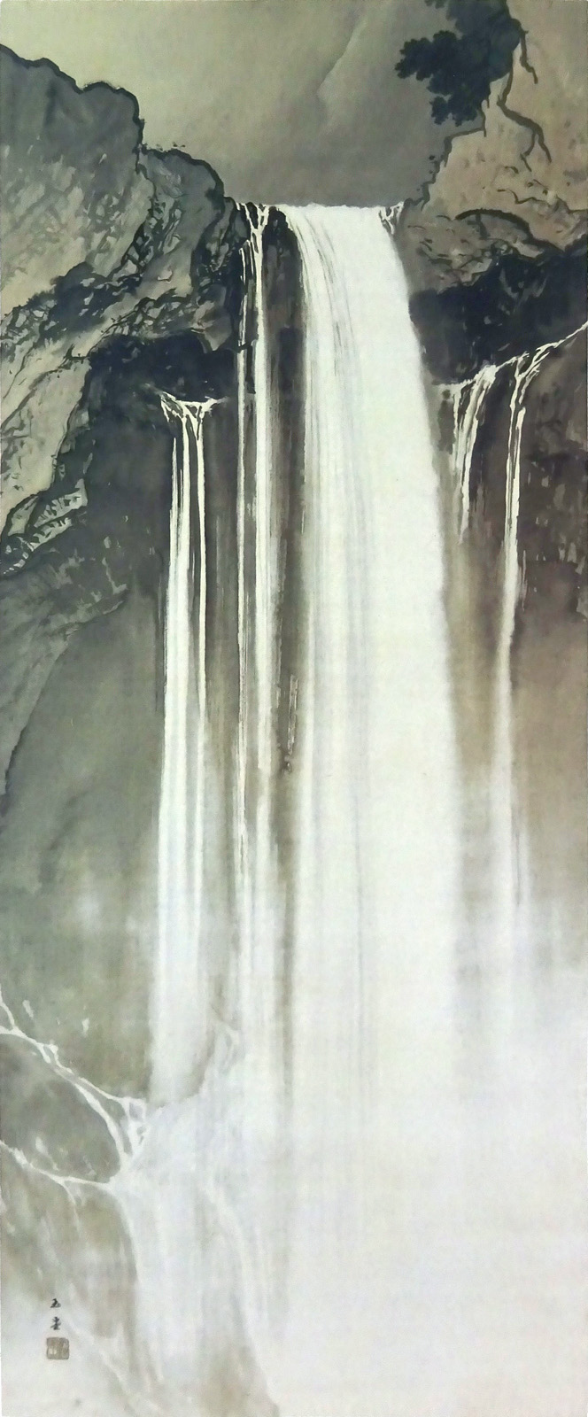 川合玉堂： 夏雨五位鷺図 瀑布｜水の描写＠没後60周年記念展・第1章