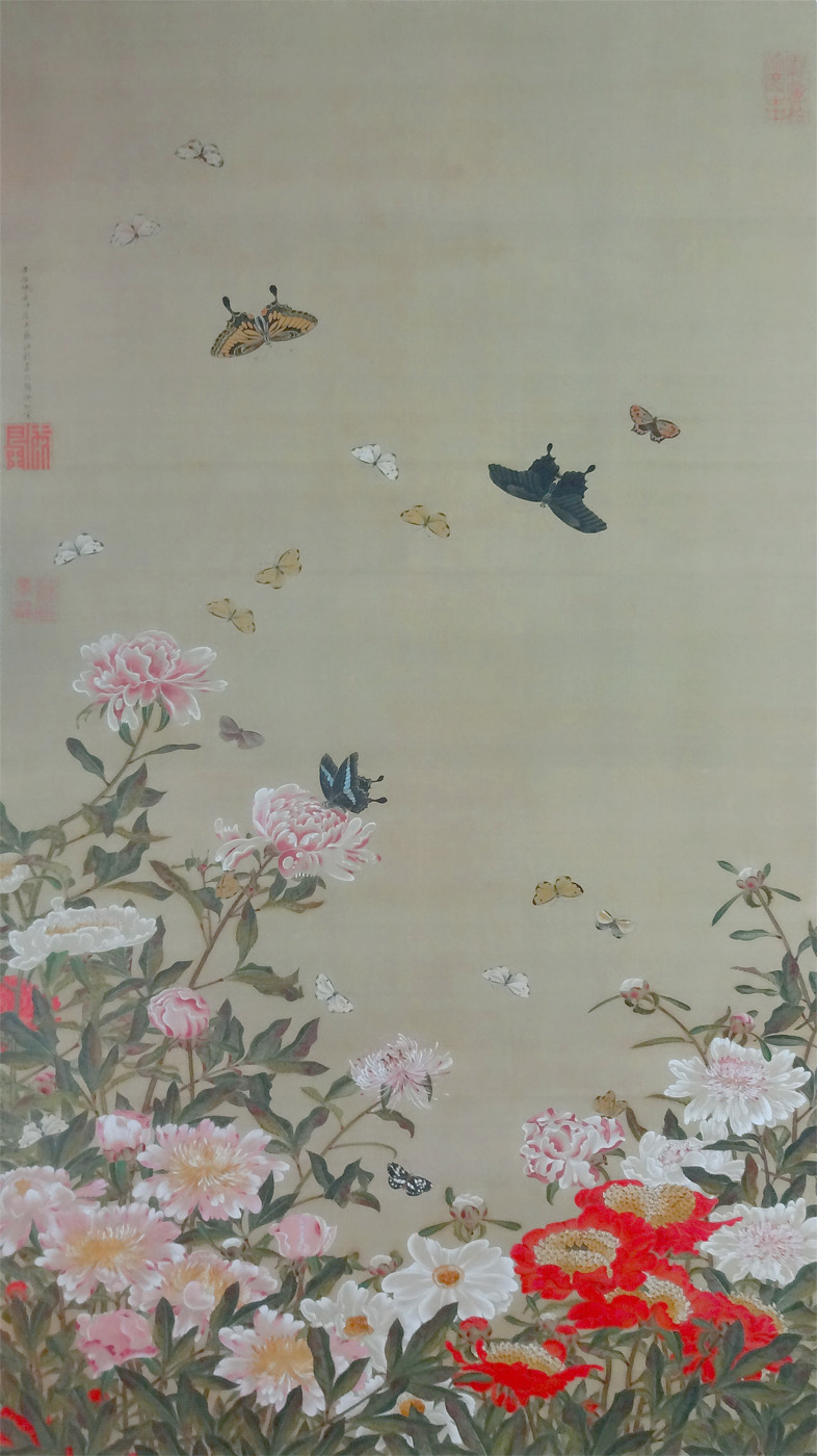 絵画 芍薬 群 蝶 図 伊藤若冲筆 芍薬群蝶図 しゃくやくぐんちょうず 楽に