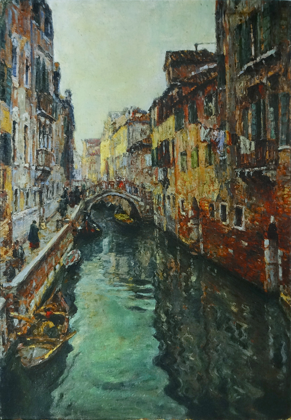 上品 *イタリア*ベニスの運河*大型油絵* - 絵画/タペストリ