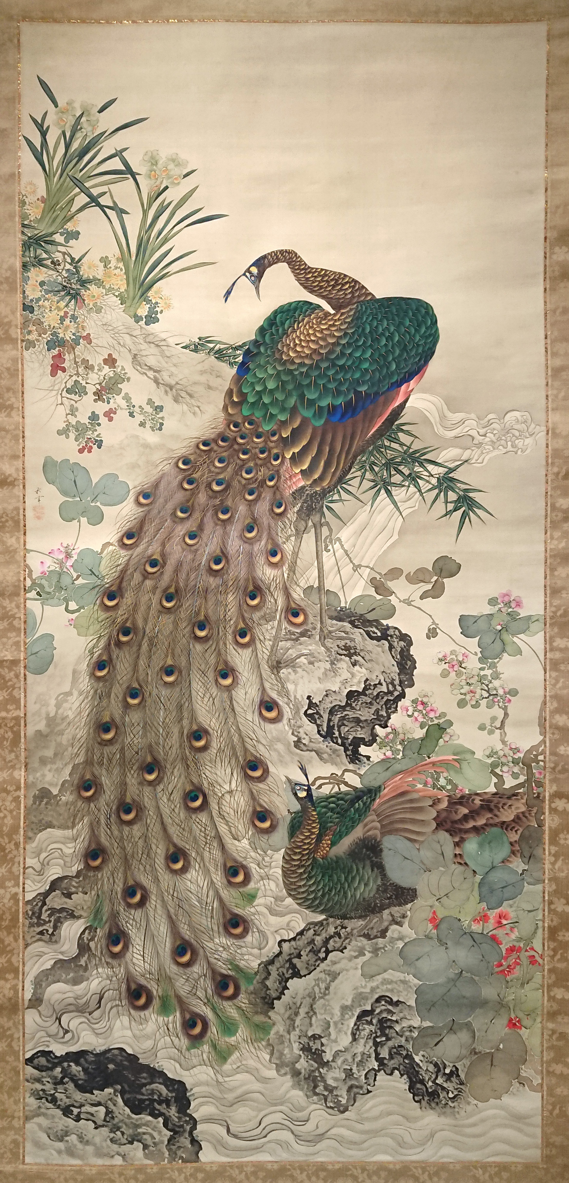松岡秋暉: 花卉孔雀図|再開記念展 松岡コレクションの真髄 松岡秋暉: 花卉孔雀図|再開記念展 松岡コレクションの真髄