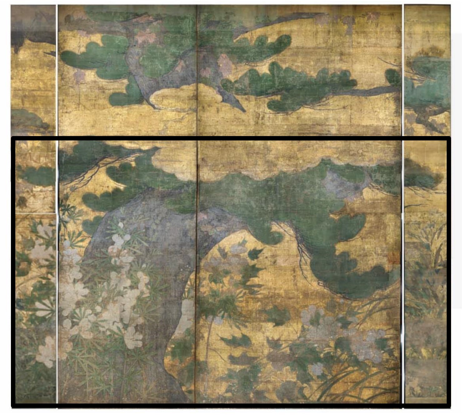 長谷川等伯： 松に秋草図、松に黄蜀葵図｜旧祥雲禅寺客殿を飾った襖絵