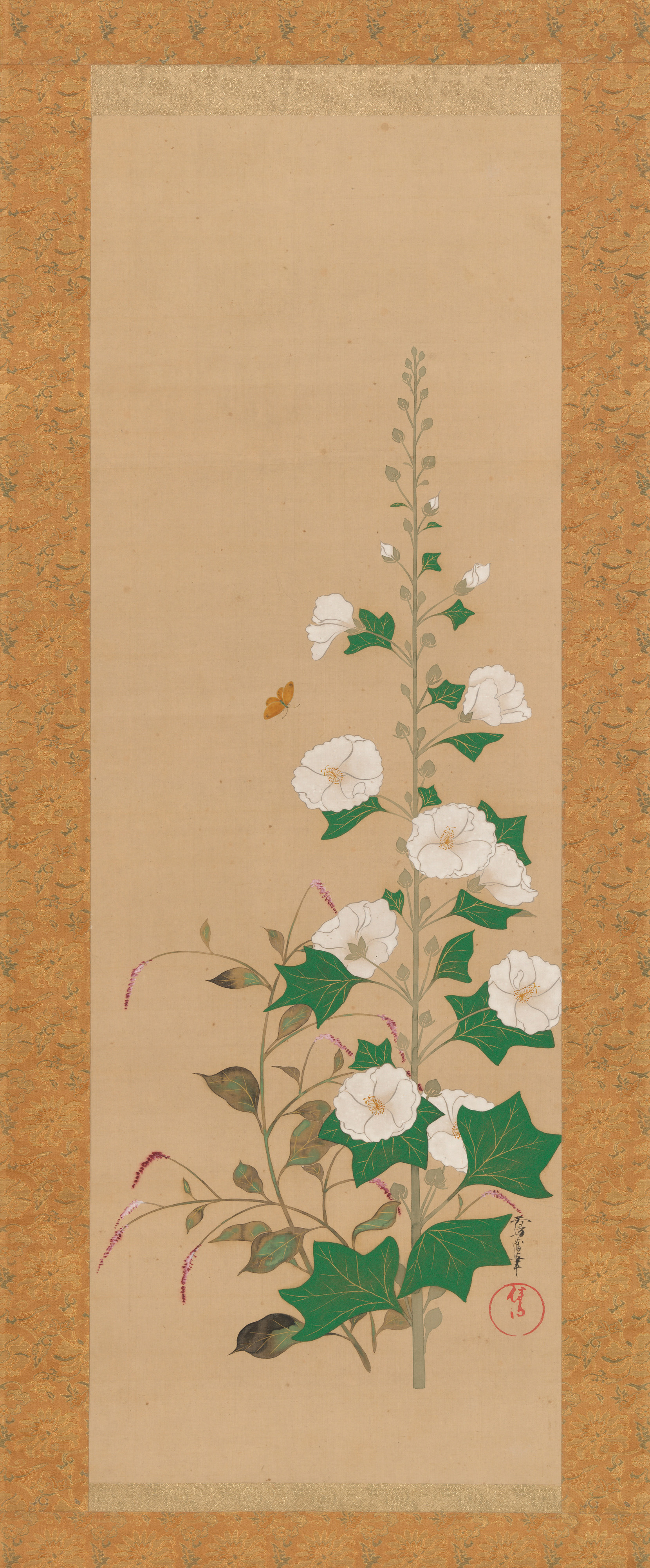 酒井鶯蒲: 白藤・紅白蓮・夕もみぢ図 立葵図 : クラシック音楽 酒井鶯蒲: 白藤・紅白蓮・夕もみぢ図 立葵図 : クラシック音楽