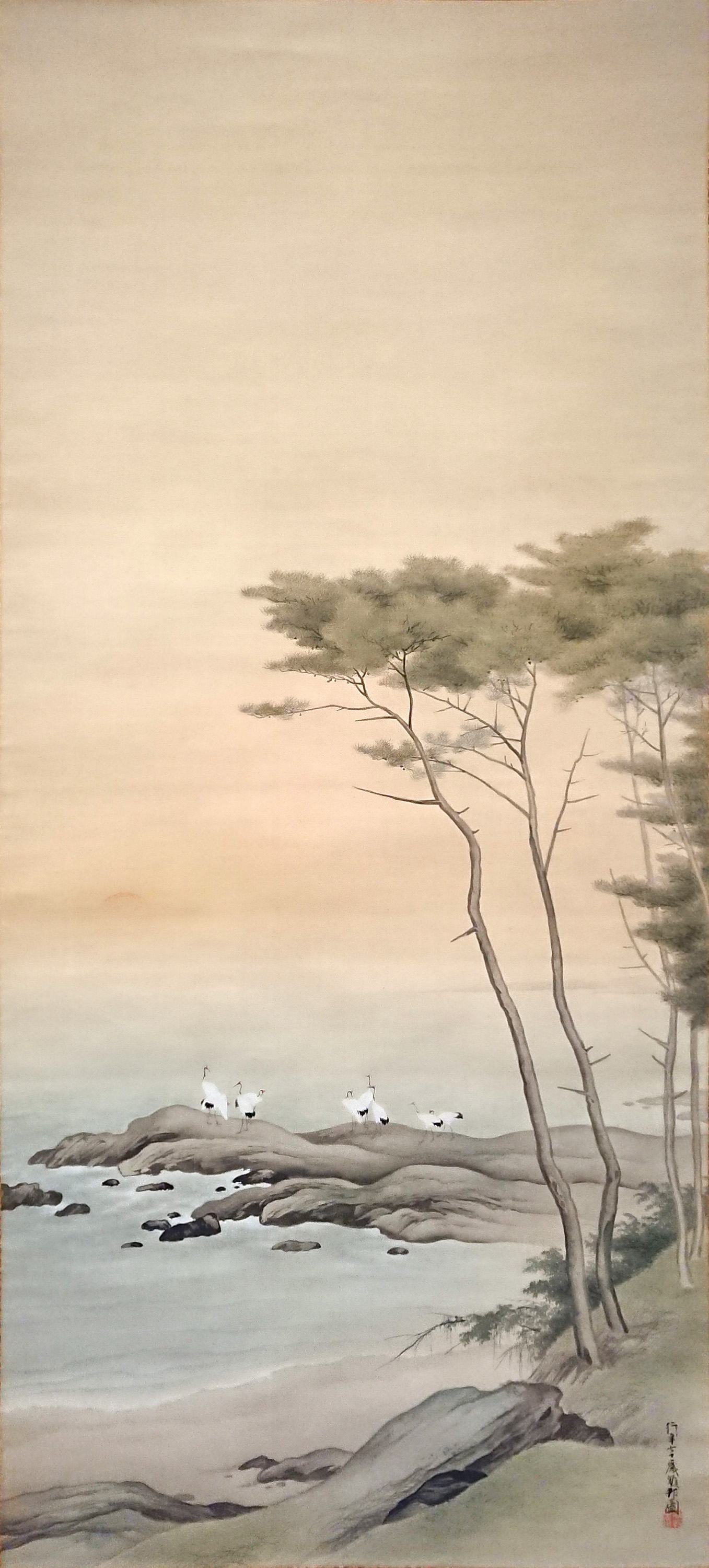 橋本雅邦： 海辺旭群鶴図｜日本の山海＠松岡美術館 : クラシック音楽と