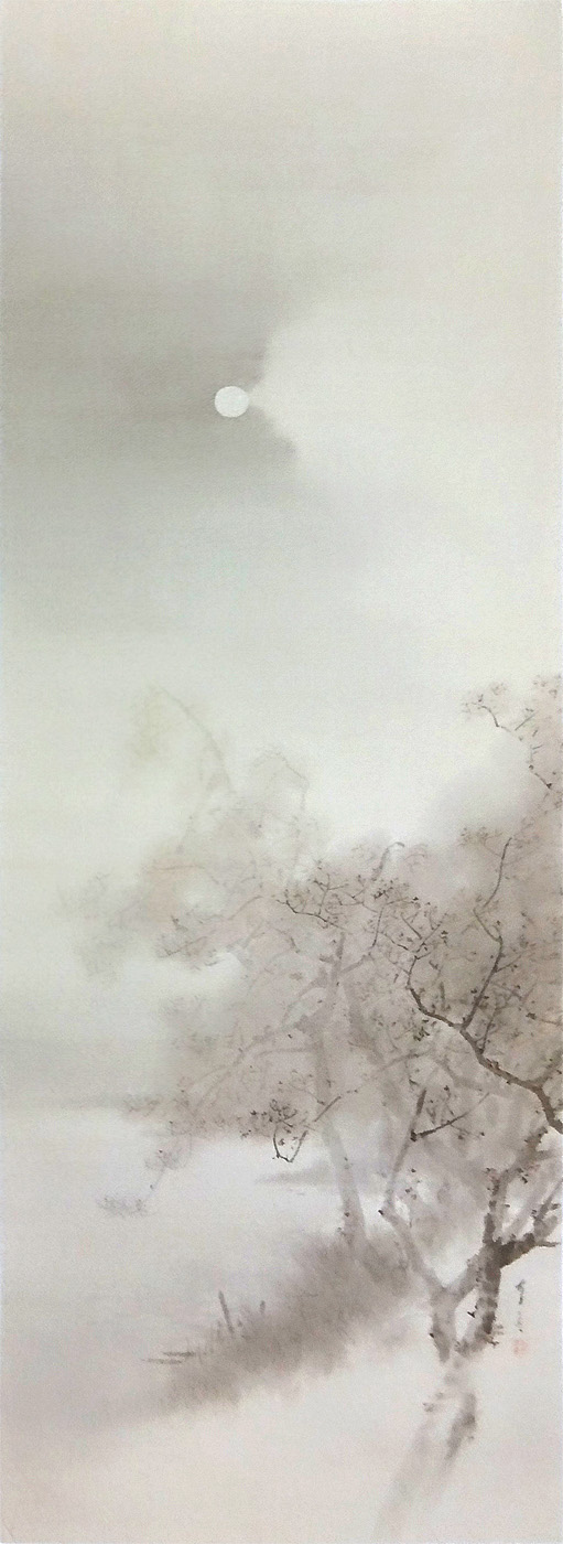 渡辺省亭の淡彩・水墨画｜雲間霽月図 月下隅田川図 月下水墨山水図